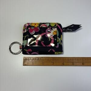 Vera Bradley Ribbons Snap ID Case Small Wallet Cotton Quilted Key Ring Excellent